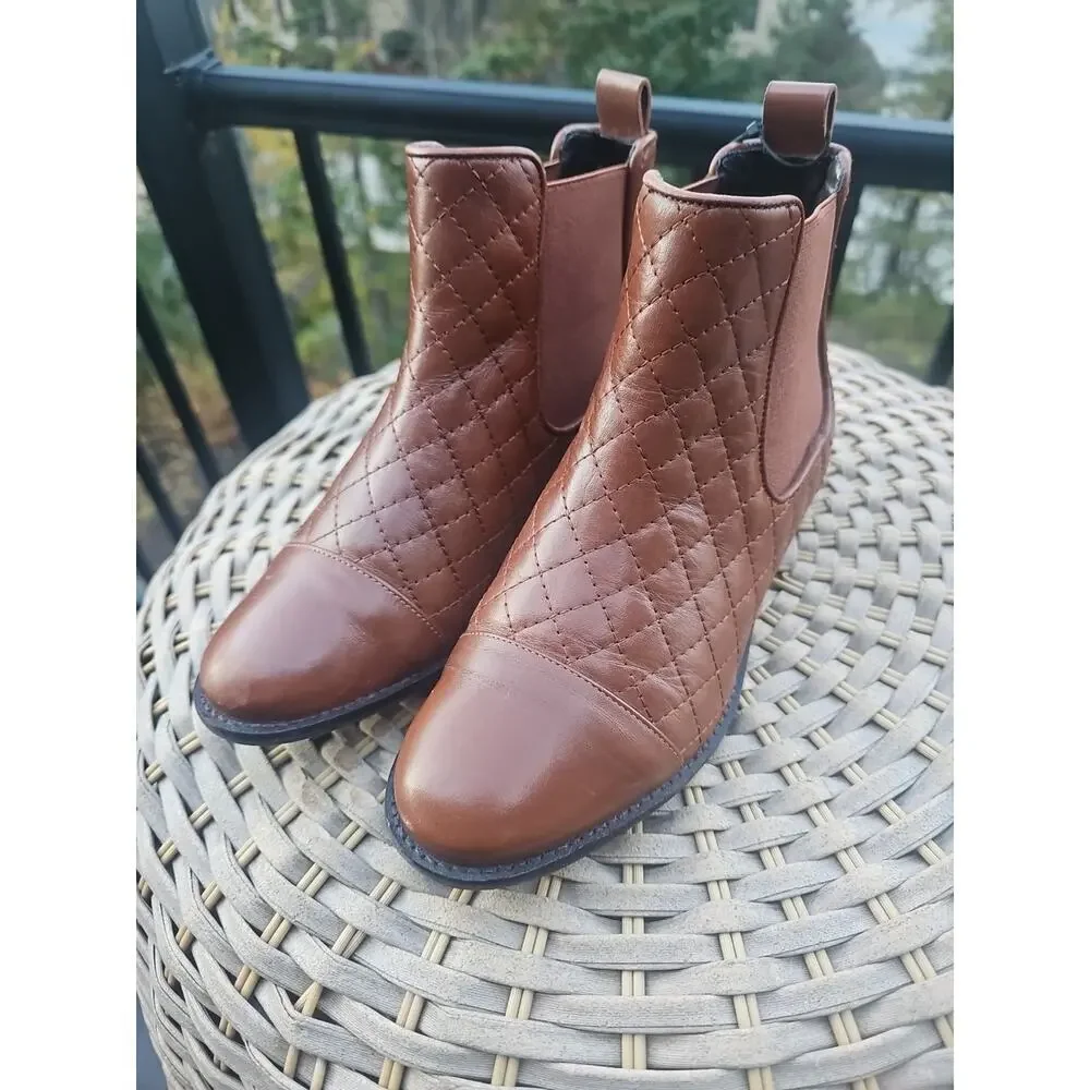 Talbots Women’s Shoes Dark Rum Tish Quilted Boots Size 7M Brown